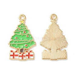 Christmas Alloy Enamel Pendants, Golden, Christmas Tree, 28.5x16.5x1mm, Hole: 1.8mm(ENAM-D047-17G-07)