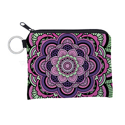 Mandala Flower Pattern Polyester Clutch Bags, Change Purse with Zipper & Key Ring, for Women, Rectangle, Dark Orchid, 12x9.5cm(PAAG-PW0016-03E)