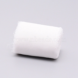 Polyester Ribbon, Fringe Chiffon Silk-Like Ribbon, for Wedding Invitations, Bouquets, Gift Wrapping , White, 2 inch(50mm), about 5m/roll(OCOR-TAC0008-01G)