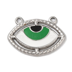 304 Stainless Steel Enamel Pendants, Evil Eye Charm, Stainless Steel Color, 19x26x2mm, Hole: 1.8mm(STAS-B067-01P-01)