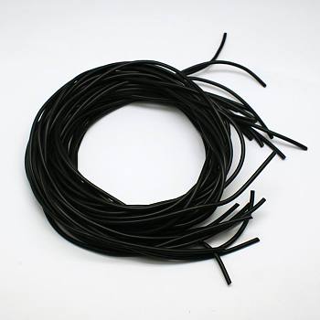Synthetic Rubber Beading Cord, Round, Solid, No Hole, Black, 3.0mm, about 1.09 yards(1m)/strand