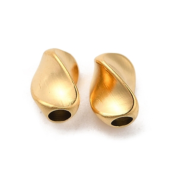 304 Stainless Steel Beads, Twist Bean, Real 18K Gold Plated, 7x4.5x5mm, Hole: 2mm