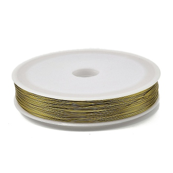 Baking Painted Iron Wire, Round, Gold, 0.5mm, 24 Gauge, about 262.47 Feet(80m)/Roll