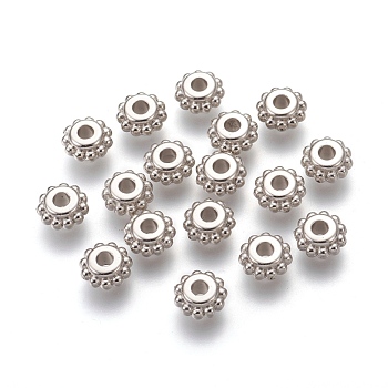 CCB Plastic Bead Spacers, Rondelle, Platinum, 8.5x4.4mm, Hole: 2.5mm