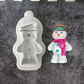 Christmas Theme DIY Food Grade Silicone Statue Molds, Portrait Sculpture Fondant Molds, Portrait Sculpture Resin Casting Molds, for Chocolate, Candy Making, Snowman, 115x62x19.5mm