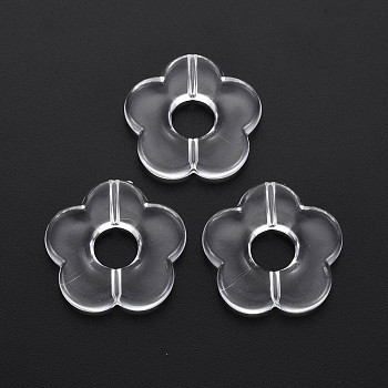 Transparent Acrylic Beads, Flower, Clear, 26x26.5x5mm, Hole: 1.6mm, about 240pcs/500g