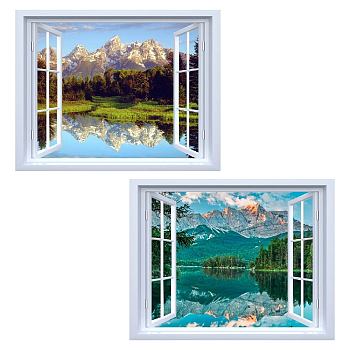 PVC Wall Stickers, Wall Decoration, Window Pattern, 980x390mm