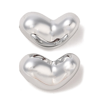CCB Plastic Beads, Heart, Platinum, 13x23x12mm, Hole: 2mm
