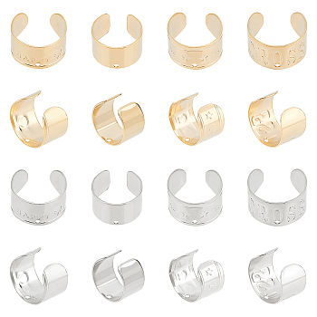 80Pcs 8 Style 304 Stainless Steel Ear Cuff Findings, Golden & Stainless Steel Color, 10~12x9~10x6~7mm, Hole: 0.9mm, 10Pcs/style