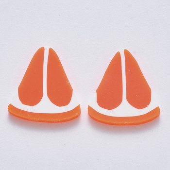 Handmade Polymer Clay Cabochons, Orange, Orange, 19.5~20x18x2mm