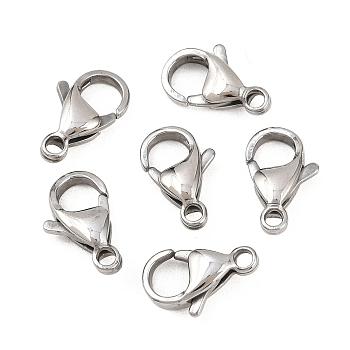 Tarnish Resistant 304 Stainless Steel Lobster Claw Clasps, Parrot Trigger Clasps, Manual Polishing, Stainless Steel Color, 16x10.5x4.7mm, Hole: 2.2mm