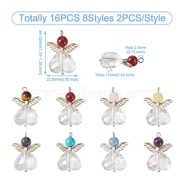 16Pcs 8 Styles Natural & Synthetic Mixed Gemstone AB Color Acrylic Pendants(G-FW0001-37)-4