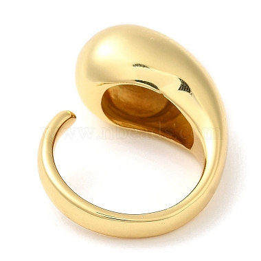 Rack Plating Brass Teardrop Open Cuff Ring for Women(X-RJEW-A016-03G)-2