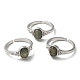 овальные открытые кольца-манжеты из натуральных смешанных драгоценных камней(RJEW-M155-07P)-2