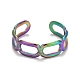 Ионное покрытие цвета радуги (ip) 304 овальное кольцо из нержавеющей стали с открытой манжетой для женщин(RJEW-A005-21MC)-1
