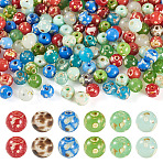 Picasso Baking Paint Glass Seed Beads, Round, Mixed Color, 6~6.5mm, Hole: 1.2~1.6mm, about 172pcs/50g, 50g/set(SEED-TA0001-61B)