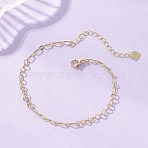 Brass Figaro & Rolo Chain Bracelets for Women, Real 18K Gold Plated, 7.09 inch(18cm)(BJEW-JB13157)