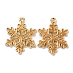 Christmas Alloy Enamel Pendants, with Sequins, Snowflake Charm, Light Gold, Gold, 23.5x18.5x1.5mm, Hole: 1.5mm(ENAM-WH0064-16G)