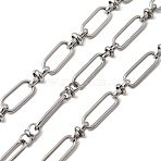 304 Stainless Steel Rectangle Link Chains, Unwelded, Stainless Steel Color, 16.5x7.5x1.5mm(CHS-Z007-22P)