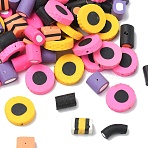 Mixed Shapes Handmade Polymer Clay Beads, Mixed Color, 9~23x10~23x6~11mm, Hole: 1mm(X-CLAY-R060-113)