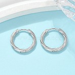 304 Stainless Steel Twist Hoop Earrings for Women, Stainless Steel Color, 17x2.5mm(EJEW-A130-02B-P)