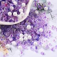 DIY Jewelry Making Finding Kit, Glass & Seed Beads, Round & Star & Moon, Blue Violet, 2~16x2~12x3~7mm, Hole: 0.8~1.2mm(DIY-R082-07)