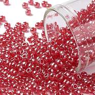 TOHO Round Seed Beads, Japanese Seed Beads, (109C) Dark Ruby Transparent Luster, 8/0, 3mm, Hole: 1mm, about 222pcs/10g(X-SEED-TR08-0109C)