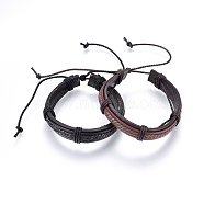 Leather Cord Bracelets, with Waxed Cord, Mixed Color, 2 inch(5cm)~3-1/8 inch(8cm)(BJEW-F347-09)