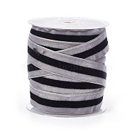 Polyester Ribbon, Single Face Velvet Ribbon, Binary Colour, Striped Pattern, Dark Gray, 3/4 inch(19mm), about 25yards/roll(22.86m/roll)(SRIB-F008-A02-19mm)