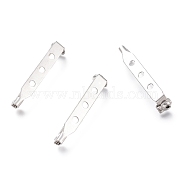 304 Stainless Steel Brooch Pin Back Bar Findings, Stainless Steel Color, 33.5x6x7mm, Hole: 2mm, Pin: 0.5mm(STAS-M283-04P)