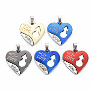 Alloy Pendants, with Crystal Rhinestone, Cadmium Free & Nickel Free & Lead Free, Heart with Word Love, Mixed Color, 27x26x4mm, Hole: 4x6mm(PALLOY-S143-27)