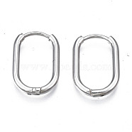201 Stainless Steel Huggie Hoop Earrings, with 304 Stainless Steel Pins, Oval, Stainless Steel Color, 18x12x2mm, Pin: 0.7mm(STAS-S103A-33P)
