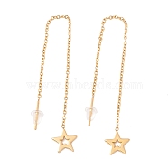 Long Chain with Star Dangle Stud Earrings, 304 Stainless Steel Ear Thread for Women, Golden, 101mm, Pin: 1mm(EJEW-A067-12G)