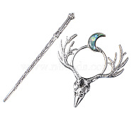 Skull Alloy Hair Sticks, Hair Accessories for Women & Girls, Antique Silver, 120mm(PW-WG17AB8-02)