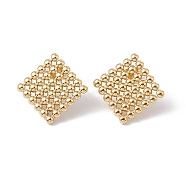 Ion Plating(IP) 304 Stainless Steel Rhombus Stud Earrings for Women, Golden, 24x24mm, Pin: 0.7mm(EJEW-E199-02G)