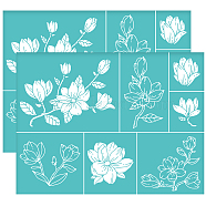 Self-Adhesive Silk Screen Printing Stencil, for Painting on Wood, DIY Decoration T-Shirt Fabric, Turquoise, Flower, 280x220mm(DIY-WH0338-215)