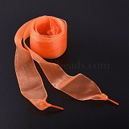 (Clearance Sale)Flat Transparency Polyester Chiffon Shoelaces, Coral, 1200x40mm, 2pcs/pair(DIY-WH0265-04L)