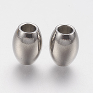 201 Stainless Steel European Beads, Large Hole Beads, Barrel, Stainless Steel Color, 10x8mm, Hole: 4mm(STAS-F141-09P)