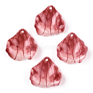Opaque Acrylic Pendants, Flower, Indian Red, 21~25x21~24.5x1.5~8mm, Hole: 0.8~2mm(SACR-D007-01B-03)