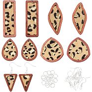 Olycraft DIY Leopard Print Geometry Earring Making Kit, Including Triangle & Teardrop & Rectangle Cowhide Leather Pendants, Iron Earring Hooks, Navajo White, 42Pcs/box(DIY-OC0009-69)