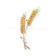 Rhinestone Wheat Brooch Pin, Light Gold Alloy Badge for Backpack Clothes, Light Topaz, 64x28x10mm(JEWB-C003-02)