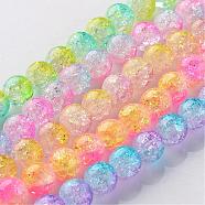 Crackle Glass Round Bead Strands, Mixed Color, 8mm, Hole: 1mm, about 49pcs/strand, 14.5 inch(CCG-M001-M-8mm)
