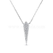 TINYSAND 925 Sterling Silver Cubic Zirconia Triangle Pendant Necklace, Silver, 15.6 inch(TS-N335-S)