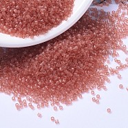 MIYUKI Delica Beads, Cylinder, Japanese Seed Beads, 11/0, (DB1302) Dyed Transparent Peach, 1.3x1.6mm, Hole: 0.8mm, about 10000pcs/bag, 50g/bag(SEED-X0054-DB1302)