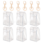 DIY Transparent Suspensible Action Figure Display Bags Keychain, Blind Box Doll Storage Pouchs Keychain Kit, Including Plastic Rectangle Small Bags, Alloy Keychain Clasp Findings, Clear, 68x30x5mm(DIY-FG0003-85)