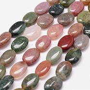 Natural Indian Agate Beads Strands, Oval, 14x10x5mm, Hole: 1.2mm, 28pcs/strand, 15.7 inch(G-N0173-02-10x14mm)