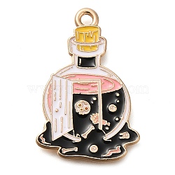 Alloy Enamel Pendants, Golden, SKull, Bottle, 28x18x1mm, Hole: 1.8mm(ENAM-Q508-03D)