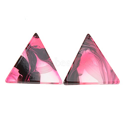 Acrylic Pendants, for DIY Bracelet Necklace Earring Jewelry Craft Making, Triangle, Hot Pink, 34x32x2mm, Hole: 1.5mm(X-MACR-S372-012C)