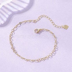 Brass Figaro & Rolo Chain Bracelets for Women, Real 18K Gold Plated, 7.09 inch(18cm)(BJEW-JB13157)