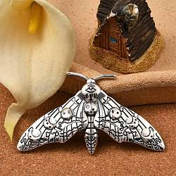 Tibetan Style Alloy Hair Barrettes, Moth, Antique Silver, 46x83x13mm(PHAR-P010-01AS)